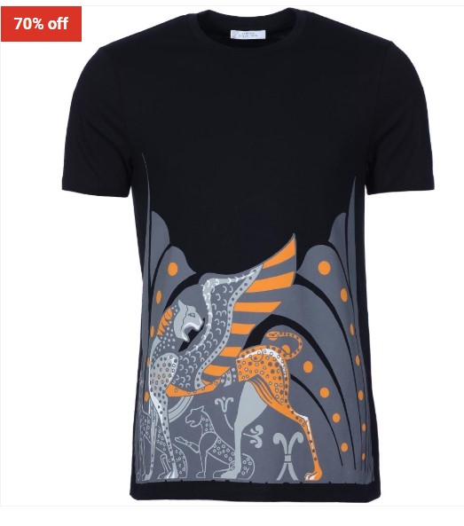 70% OFF Versace Collection Winged Cheetah Print T-Shirt Black $69 (RRP $233)