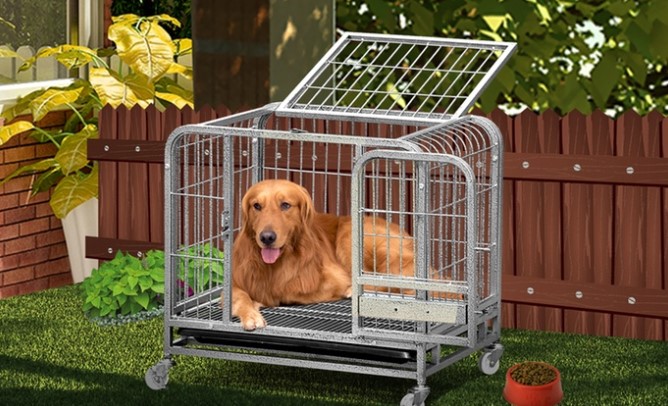 Heavy-Duty Steel Frame Dog Cage with Wheels: Medium ($69), Large ($89), X-Large ($129) or XX-Large ($169)