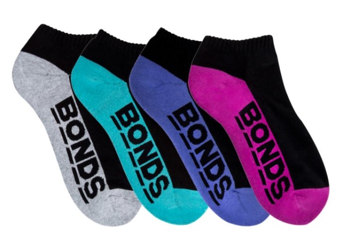 Bonds Women’s Size 3-8 Logo Low Cut Sport Socks 4-Pack – Black/Assorted $14.99