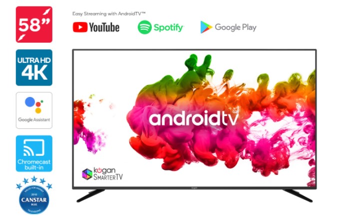 Kogan 58″ 4K LED SmarterTV™ (Android TV™, Smart TV) $739 + Delivery (Was $949)