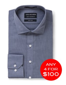 ANY 4 for $100 – VAN HEUSEN EURO TAILORED FIT SHIRT NAVY WITH WHITE SPEC DESIGN $69.95 ea