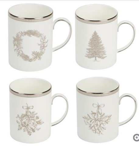 Wedgwood Christmas Winter White Mug Set 4pce $84.00 (RRP:$129.00)