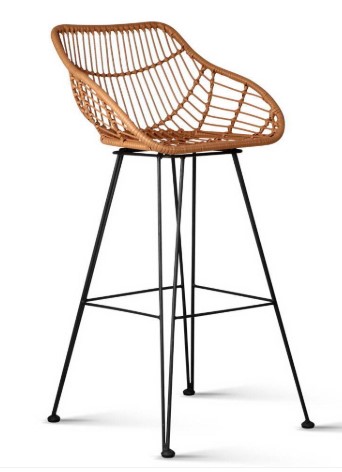 Set of 2 Rattan Bar Stools Natural $225