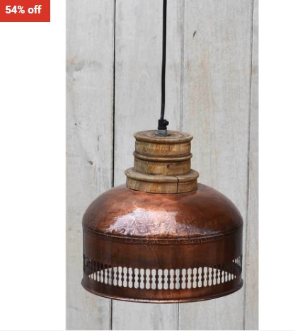 54% OFF Copper Cut-Out And Wood Lampsh $75 (RRP $162.50)