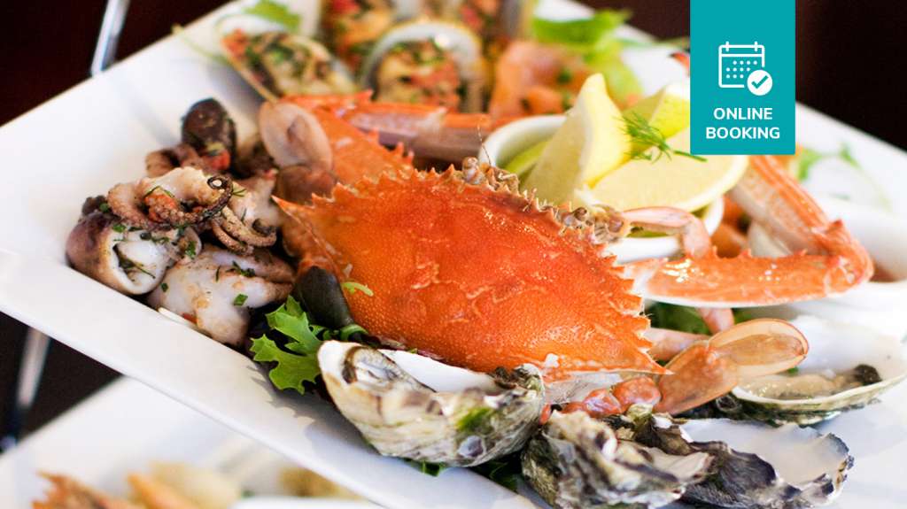 Two-Tiered Seafood Stack with a Bottle of Wine The Marriott Melbourne $69