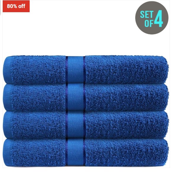 80% OFF Accessorize 4 Pack Egyptian Cotton Bath Towel – Snorkel Blue $39 (RRP $199.95)