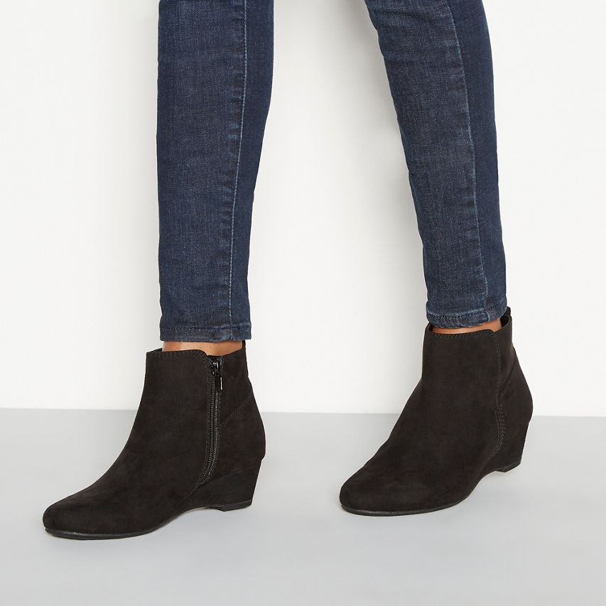 Good for the Sole – sBlack suedette ‘Geri’ wedge heel ankle boots Now $30.60