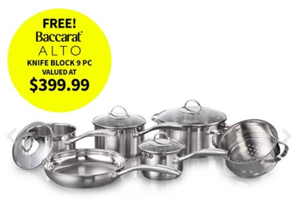 BLACK FRIDAY SALE | Baccarat Gourmet Cookware Set 6 Piece + FREE Baccarat Alto Knife Block 9 PC (RRP $399.99) =>> NOW $399.99  (RRP $799.99)