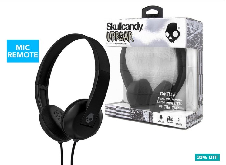 PRICE DROP EXTRA 33% OFF | Skullcandy Uproar On-Ear Headphones w/ TapTech – Black/Grey Now $19.99 (RRP $107)