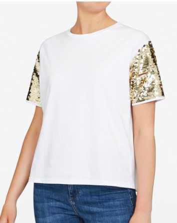 SEQUIN SLEEVE TEE $59.95