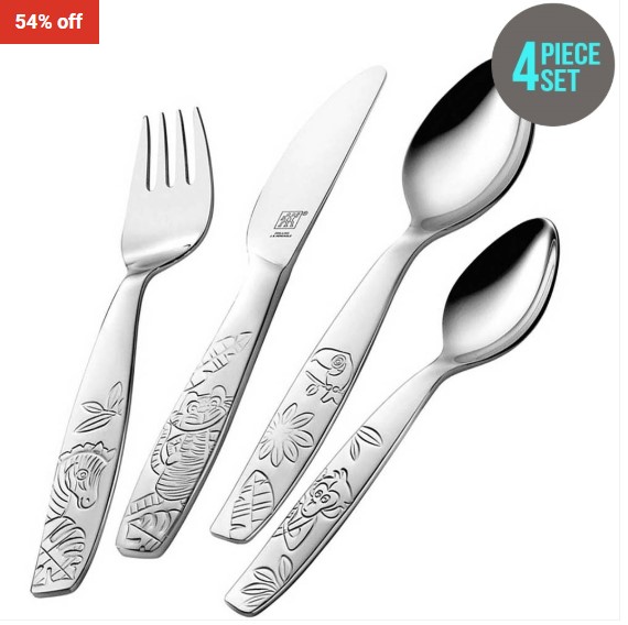 Zwilling Twin Kids Jungle Stainless Steel Flatware 4 Piece Set  $22 (RRP $48)