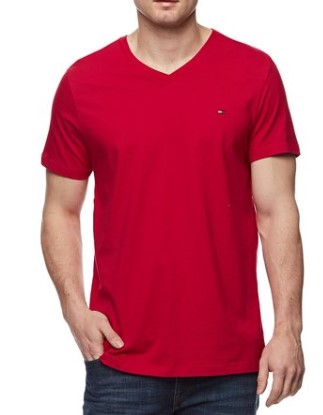 Tommy Hilfiger Men’s Flag V-Neck Tee – Mahogany $29.95