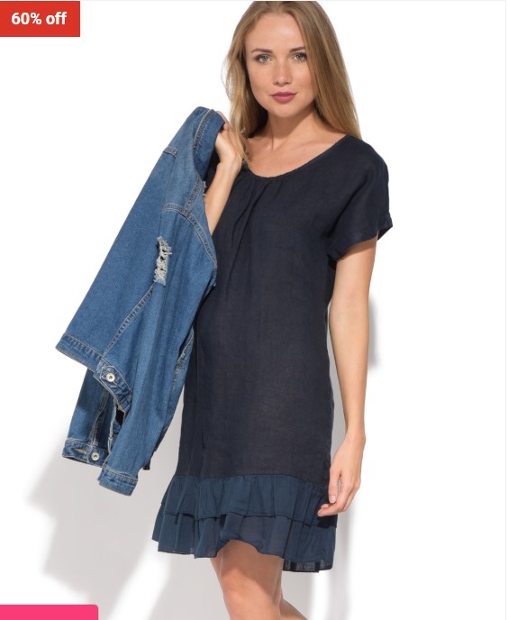 60% OFF La fabrique du lin Linen Laure Dress Blue $65 (RRP $161)