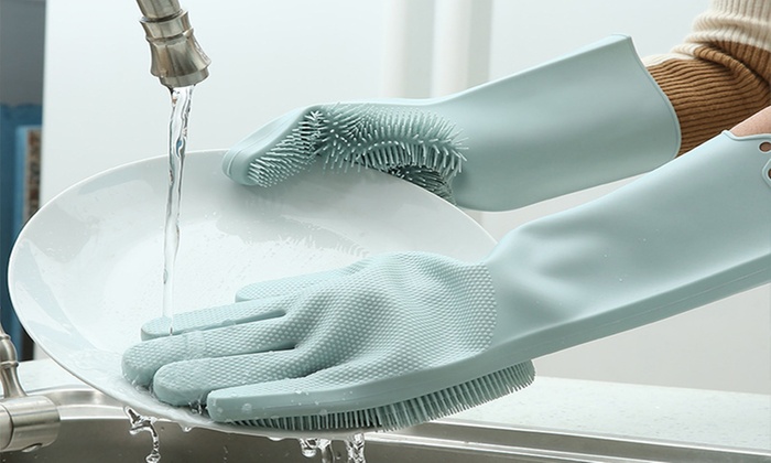 Silicone Rubber Dish Washing Gloves in a Choice of Colour: One Pair ($14.95) or Two Pairs ($25)