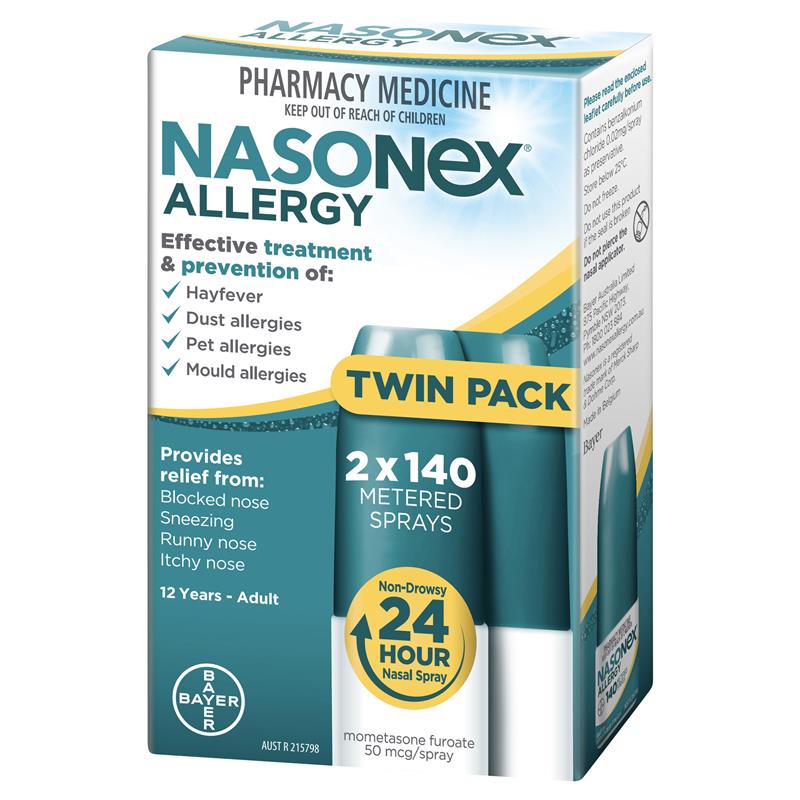 Nasonex Allergy Nasal Spray Twin Pack 70 Days 2×140 Metered Sprays $26.99