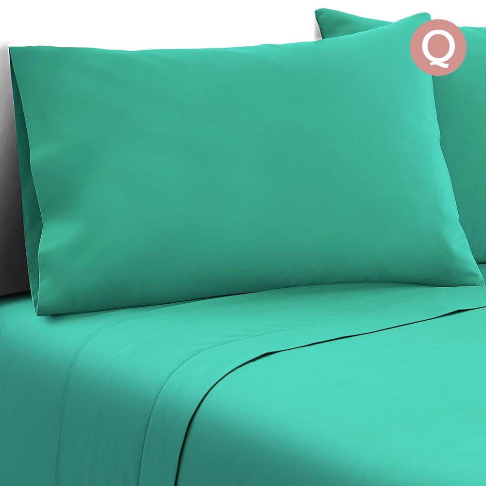 4 Piece Microfibre Sheet Set (Queen/Aqua) $34