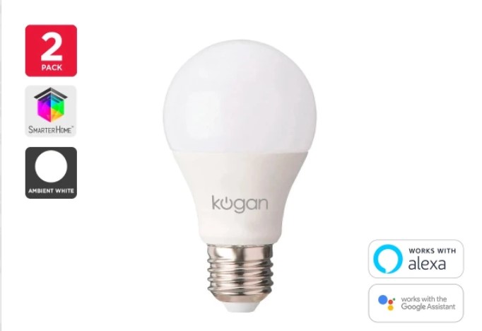Kogan SmarterHome™ 10W White Smart Bulb (E27) – Pack of 2 Now $49 + FREE SHIPPING (Don’t Pay $78)