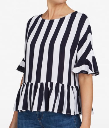 STRIPE PEPLUM SHIRT $89.95