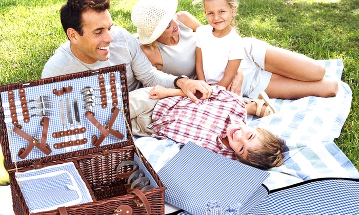 Wicker Picnic Basket Set: Two- (From $17) or Four-Person ($69)