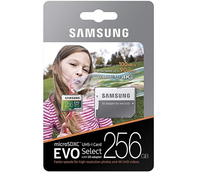 Samsung Evo Select 256GB Micro SDXC with Adapter, 100MB/s $99.00