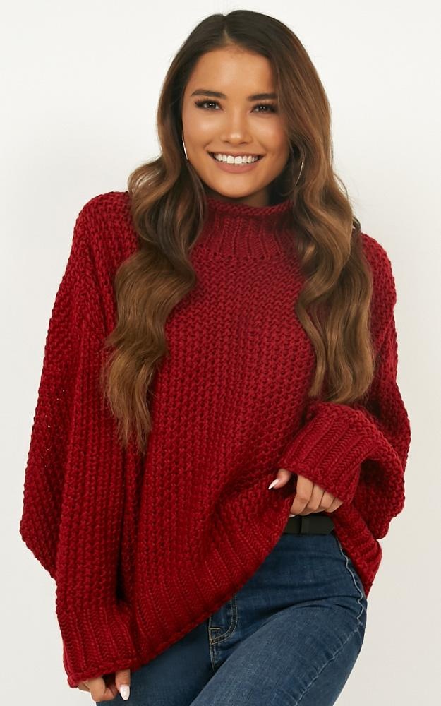 Knit Nat Jumper In Wine US$53.95