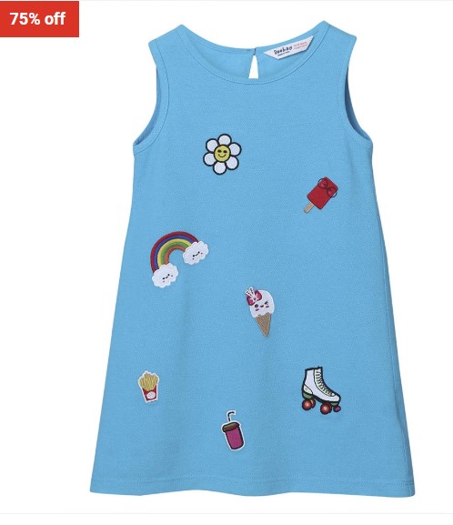 75% off Beebay 100% Cotton Knitted Funky Badge Applique A-Line Dress Turquoise $19.99 (RRP $79)