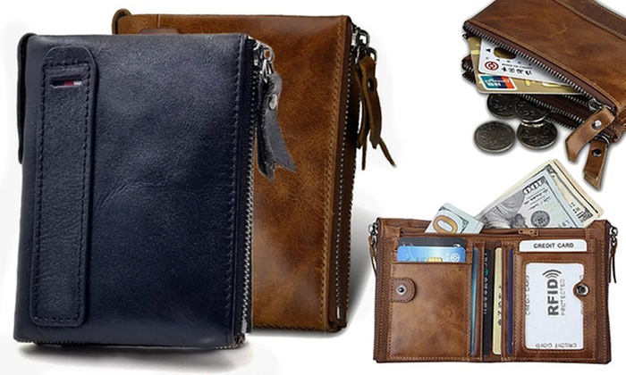 Men’s Genuine Cow Leather Anti-RFID Wallet: One ($19.95) or Two ($34.95)