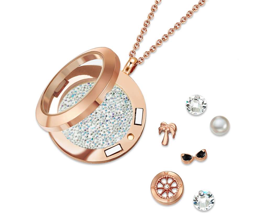 Mestige Explorer Floating Charm Necklace w/ Swarovski® Crystals – Rose Gold $34.99