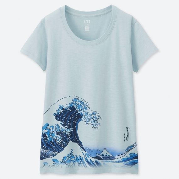 WOMEN HOKUSAI BLUE Short Sleeve Graphic T-Shirt AU$19.90