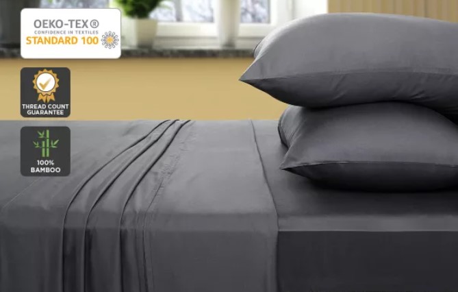 Ovela 400TC 100% Bamboo Bed Sheet Set (Double, Charcoal) $45 + Delivery (Was $99)