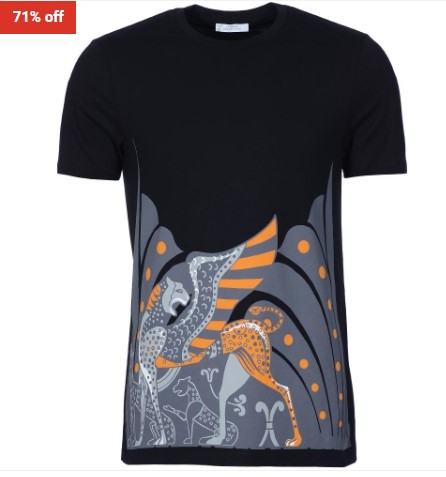 71% OFF Versace Collection Winged Cheetah Print T-Shirt Black $69 (RRP$236)