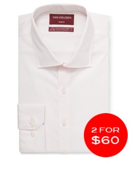 $30.00 when you buy 2 or more | VAN HEUSEN SLIM FIT SHIRT PINK SOLID $69.95