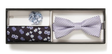 VAN HEUSEN GIFT PACK BOW TIE, POCKET SQUARE AND LAPEL PIN Now $35.98 (Was $89.95)