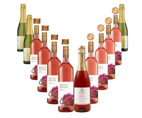 NOW $84 (VALUED AT $260) | Rosé and Sparkling Fans, Rejoice: Enjoy a Mixed Dozen of Premium James Estate Wines and Save up to $176!