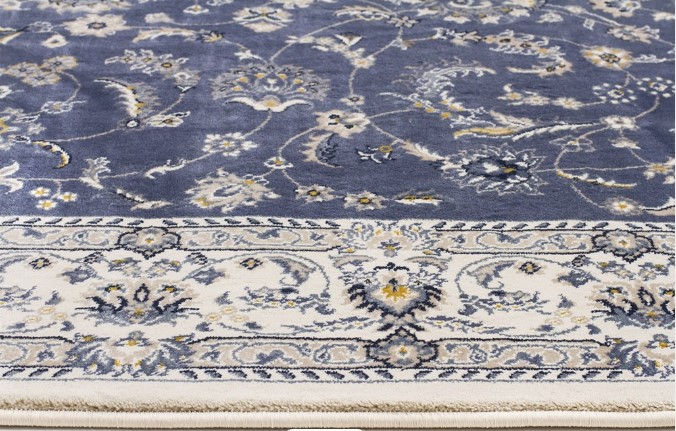 Aisha Oriental Round Rug Blue White 150X150cm $129.00 (RRP $299.00)