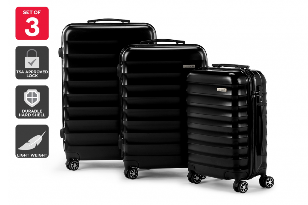 Orbis 3 Piece Capri Spinner Luggage Set (Black) $119