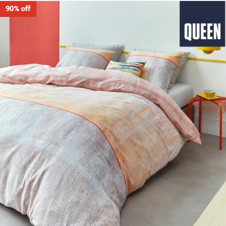 Bedding House Libby Orange Cotton Sateen Quilt Cover Set – Queen Bed $29 (RRP$285)