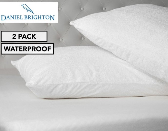 Daniel Brighton Cotton Terry Waterproof Pillow Protector Twin Pack $9.99