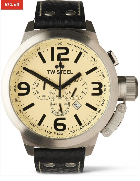TW3 Men’s Canteen Chronograph 50mm Cream Dial Leather Watch $245 (RRP$752)