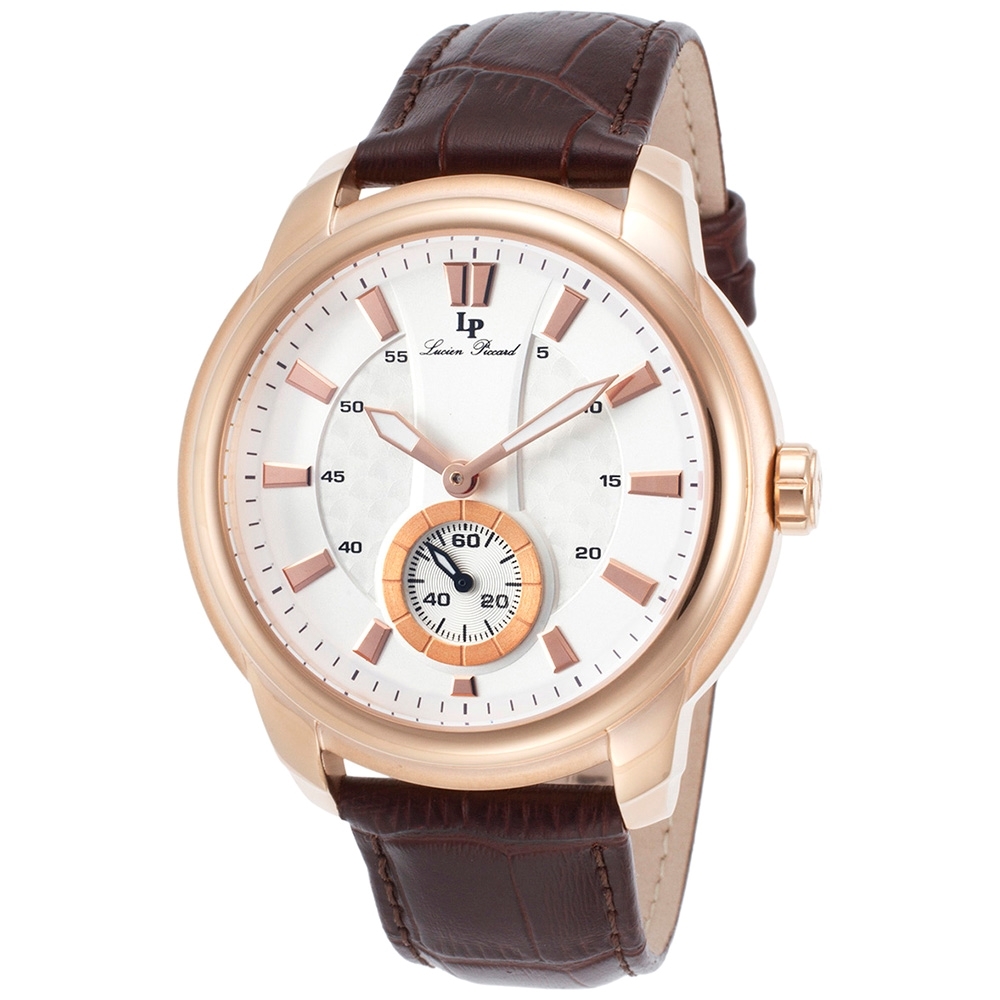 Lucien Piccard Silver-Tone Genuine Leather Watch $85