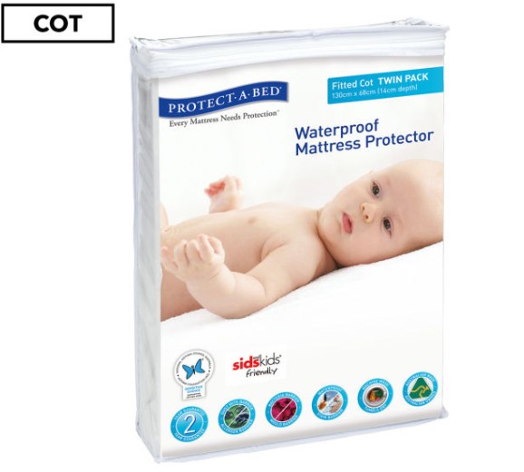 Protect-A-Bed Fitted Cot Twin Pack Waterproof Mattress Protector $20