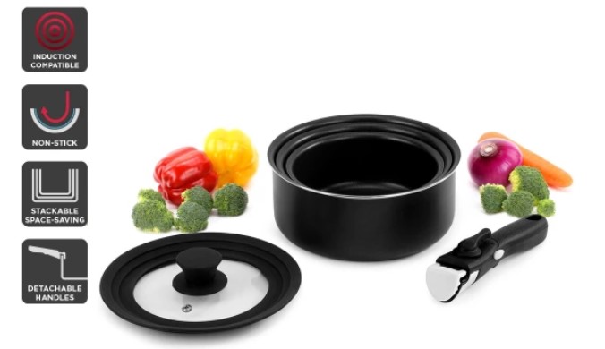 Ovela Moderno 5 Piece Stackable Non-stick Cookware Set $59 + Delivery (Was $169)
