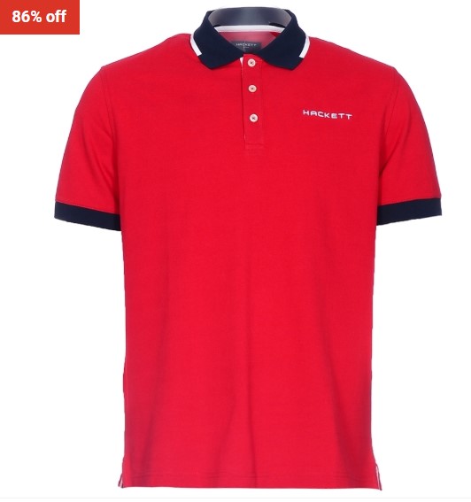 86% OFF Hackett Cotton Pique Polo Contrast Colour Trim In Black & Snorkel $19.99 (RRP $145)