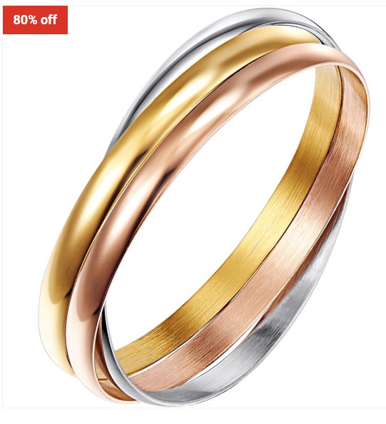 80% OFF Bullion Gold Trifecta Bangle Tri Tone $19.95 (RRP $99)