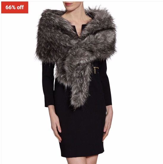 66% OFF GINA BACCONI Sparkle Metallic Fur Slot Through Scarf $99 (RRP$291)