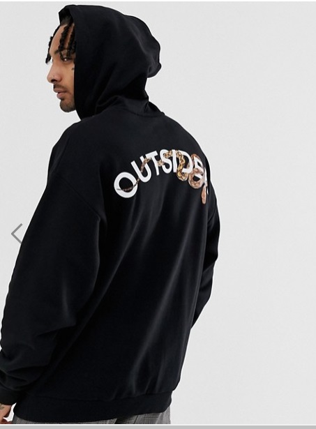 ASOS DESIGN oversized hoodie with snake print in black $44.50 (RRP$56.00)