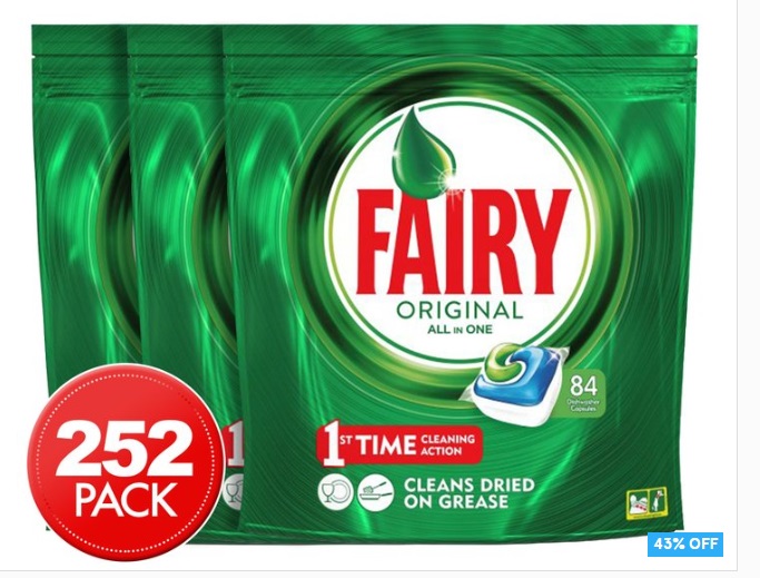 43% OFF 252pk Fairy All in One Dishwashing Tabs $52 (Don’t pay $91.35)