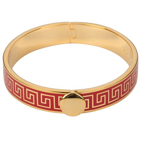 Halcyon Days Greek Key Red & Gold Hinged Bangle $79.00  (RRP:$270.00)