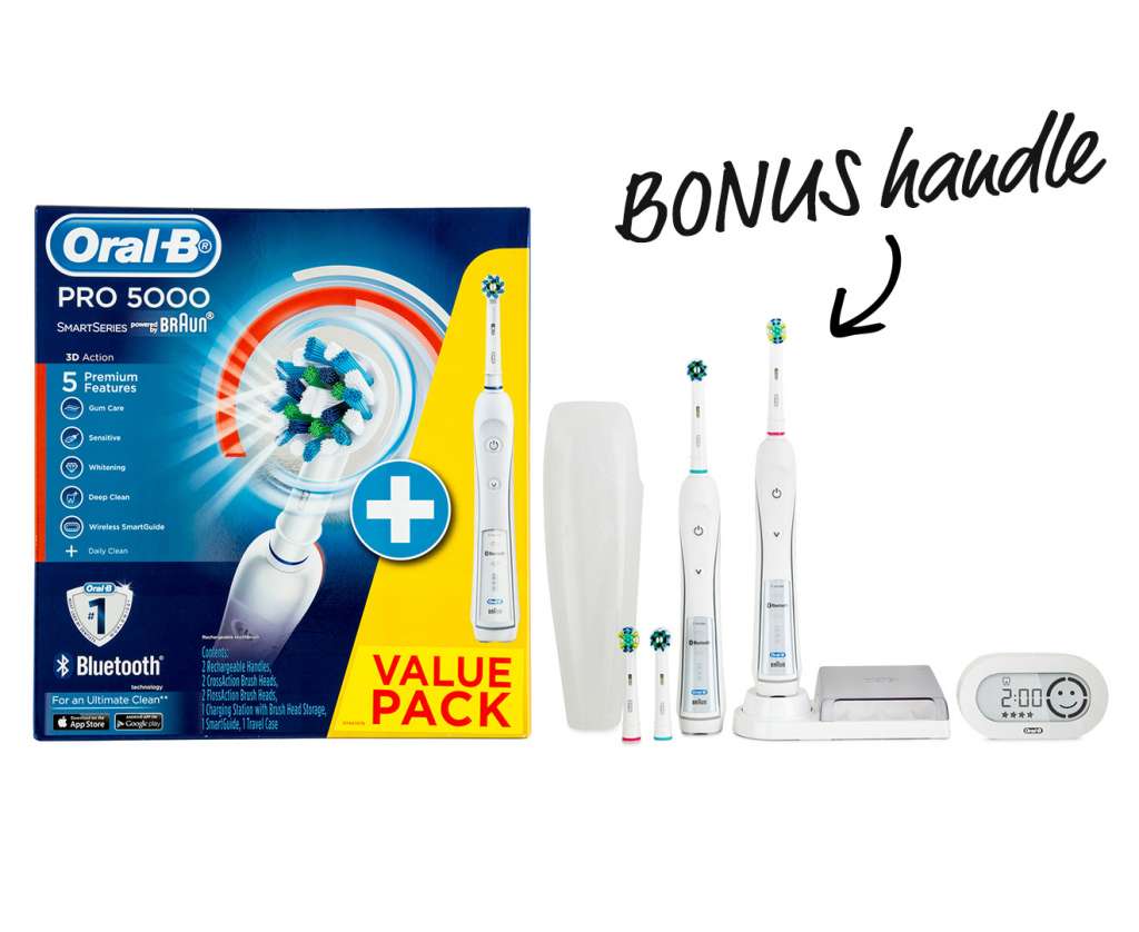 Oral-B Pro 5000 SmartSeries Electric Toothbrush Value Pack w/ Bluetooth Connectivity and BONUS handle $197