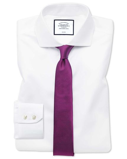 Extra slim fit white non-iron twill cutaway collar shirt $‌150.00